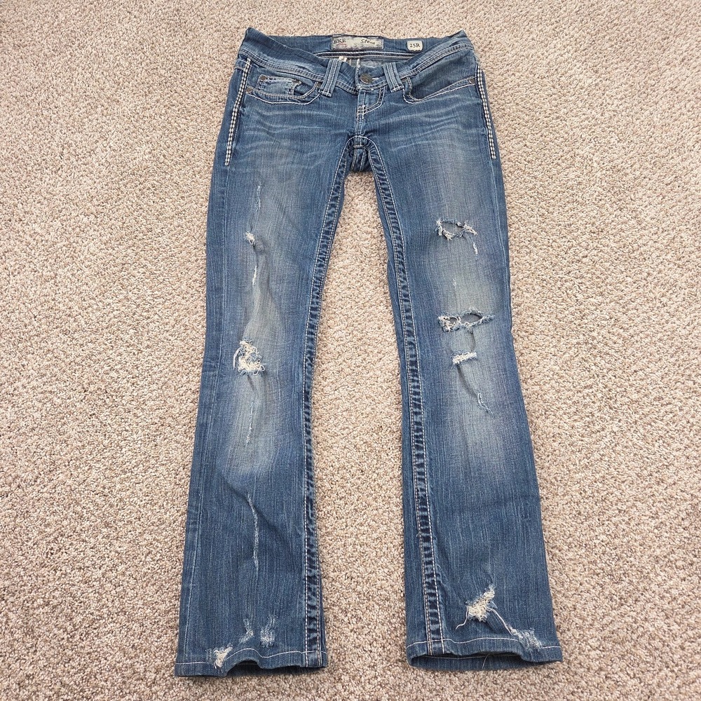BKE Jeans Women's 25 (Fits 30Wx29L) Stella Slim Fit Low Rise Bootcut Distressed